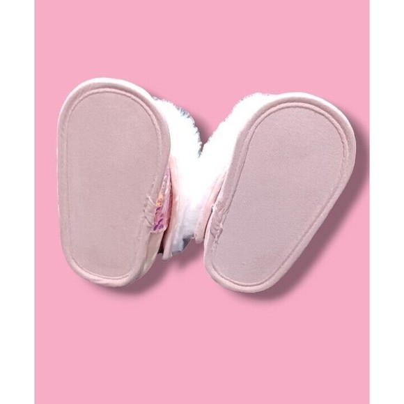 First Steps Sequin Toddler Size 4 Baby Girl Fluffy Faux Fur Shiny Slipper Boots - Picture 3 of 16